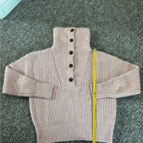 Varley Peverel Button Placket Soft Pink Wool Blend Knit Sweater XS Baggy - Picture 3 of 14